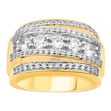 MEN'S BAND 2.00CT ROUND DIAMOND 10K YELLOW GOLD