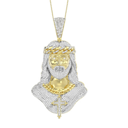 MEN'S CHARM PENDANT 1.50CT ROUND DIAMOND 10K YELLOW GOLD