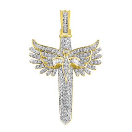 MEN'S CHARM 2.00CT ROUND/BAGUETTE DIAMOND 10K YELLOW GOLD